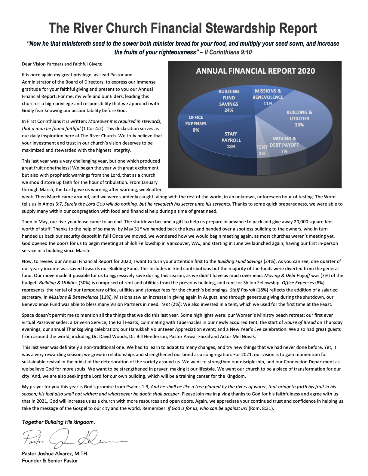 STEWARDSHIP REPORT 2021 - The River Church | A Place To Grow